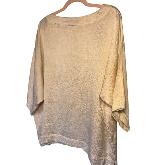100% Silk Pure Jill Womens XX Large Ivory Textured Boxy Top Quiet Elegance - Picture 4 of 12
